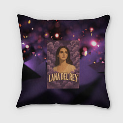 Подушка квадратная Lana Del Rey в фиолетовых облаках, цвет: 3D-принт
