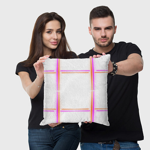 Подушка квадратная Neon white orange pink / 3D-принт – фото 3