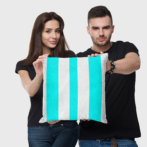 Подушка квадратная Color light blue white lines / 3D-принт – фото 3