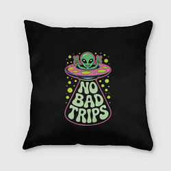 Подушка квадратная Пришелец в летающей тарелке НЛО, цвет: 3D-принт