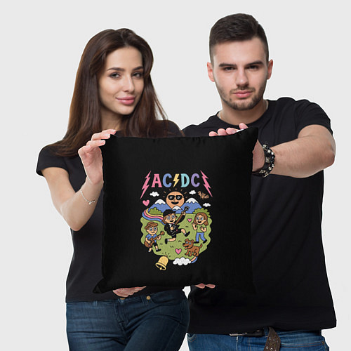 Подушка квадратная ACDC, мультяшный стиль / 3D-принт – фото 3