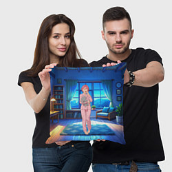 Подушка квадратная Сиратори Айра хочет спать, цвет: 3D-принт — фото 2