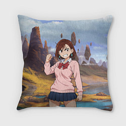 Подушка квадратная Сиратори Айра злая - Дандадан, цвет: 3D-принт