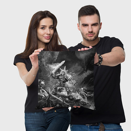 Подушка квадратная Робаут Жиллиман - Ультрамарины Warhammer / 3D-принт – фото 3