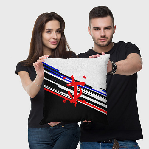 Подушка квадратная Doom line color / 3D-принт – фото 3