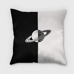 Подушка квадратная Сатурн черно-белый, цвет: 3D-принт