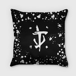 Подушка квадратная Doom брызги белых красок, цвет: 3D-принт