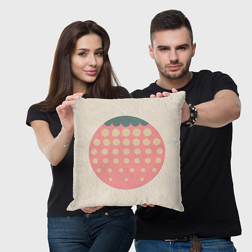 Подушка квадратная Big strawberry retro dusty / 3D-принт – фото 3