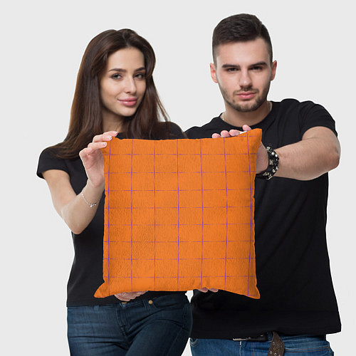 Подушка квадратная Color orange stripe / 3D-принт – фото 3