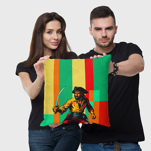 Подушка квадратная Пират поп-арт / 3D-принт – фото 3