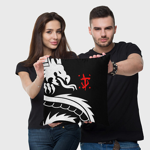 Подушка квадратная Doom dragon steel / 3D-принт – фото 3