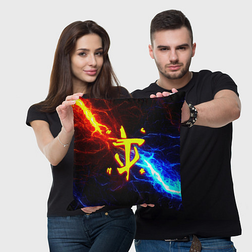 Подушка квадратная Doom шторм с молниями / 3D-принт – фото 3