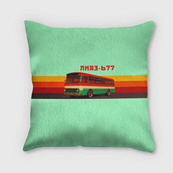 Подушка квадратная Ретро автобус ЛиАЗ 677, цвет: 3D-принт