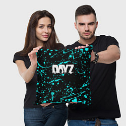 Подушка квадратная Dayz голубые краски, цвет: 3D-принт — фото 2