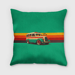 Подушка квадратная Ретро автобус ГАЗ-03-30 поп-арт, цвет: 3D-принт