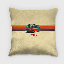 Подушка квадратная Ретро автобус ТА-6 поп-арт, цвет: 3D-принт