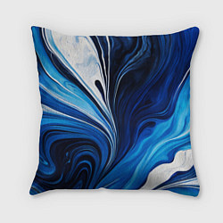 Подушка квадратная Бело синяя абстракция, цвет: 3D-принт