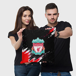 Подушка квадратная Liverpool краски штрихи, цвет: 3D-принт — фото 2