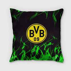 Подушка квадратная Borussia зелёный огонь, цвет: 3D-принт