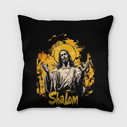 Подушка квадратная Jesus shalom, цвет: 3D-принт