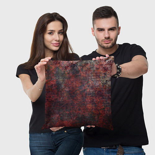 Подушка квадратная Абстракция - wall in red lichen / 3D-принт – фото 3