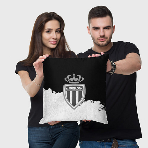 Подушка квадратная Монако черно белые краски / 3D-принт – фото 3