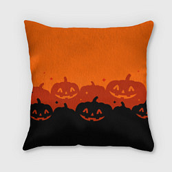 Подушка квадратная Хэллоуин счастливые тыквы, цвет: 3D-принт