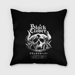 Подушка квадратная Черный клевер череп, цвет: 3D-принт