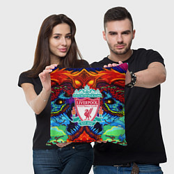 Подушка квадратная Ливерпуль монстр, цвет: 3D-принт — фото 2