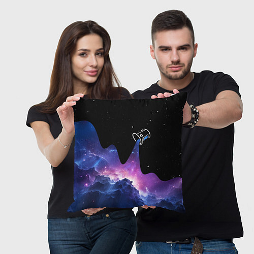 Подушка квадратная Потеки космической краски / 3D-принт – фото 3
