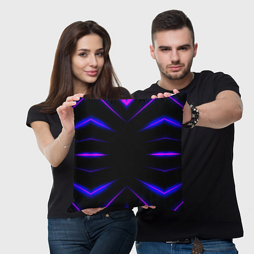 Подушка квадратная Color black neon neon / 3D-принт – фото 3