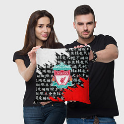 Подушка квадратная Ливерпуль китайские символы краски, цвет: 3D-принт — фото 2