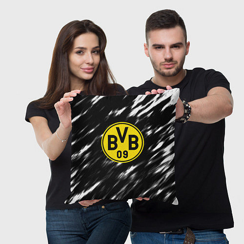 Подушка квадратная Borussia штрихи красок текстура / 3D-принт – фото 3