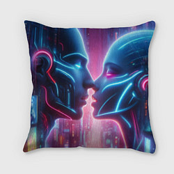 Подушка квадратная Cyber love - metropolis neon glow, цвет: 3D-принт