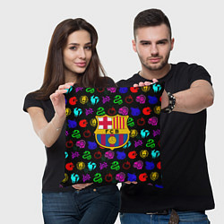 Подушка квадратная Barcelona neon games logo, цвет: 3D-принт — фото 2