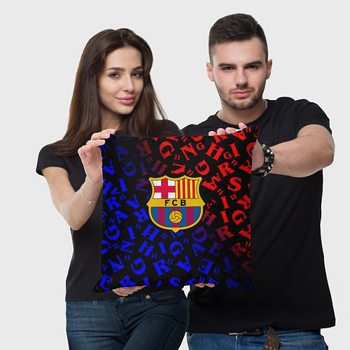 Подушка квадратная Barcelona градиент символы / 3D-принт – фото 3