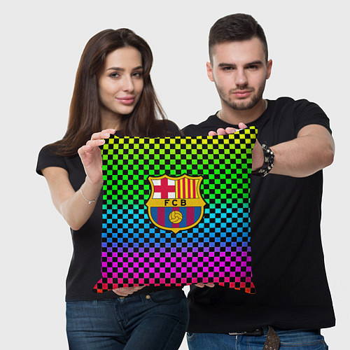 Подушка квадратная Barcelona gradient neon / 3D-принт – фото 3