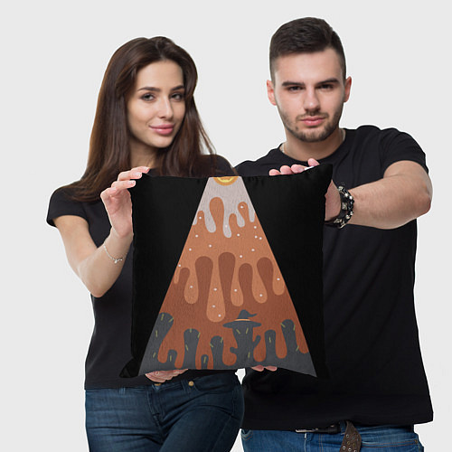 Подушка квадратная Хэллоуин в тыквенном латте / 3D-принт – фото 3