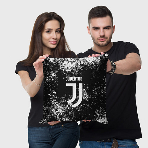 Подушка квадратная Ювентус брызги красок / 3D-принт – фото 3