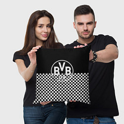 Подушка квадратная Borussia шахматная клетка, цвет: 3D-принт — фото 2
