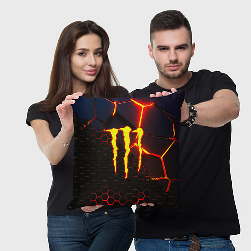 Подушка квадратная Monster energy броня краски / 3D-принт – фото 3