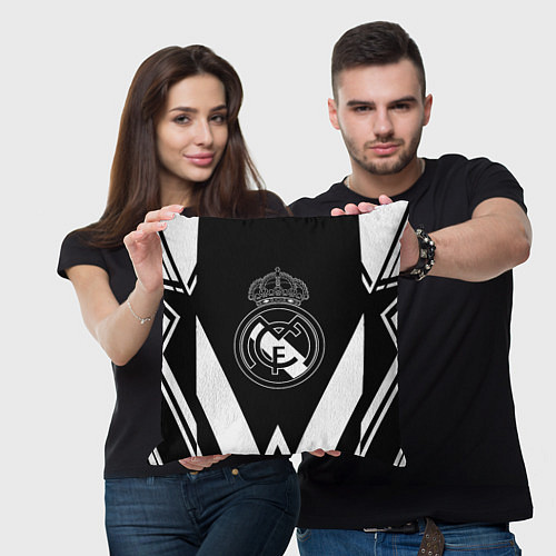 Подушка квадратная Real Madrid геометрия спорт / 3D-принт – фото 3