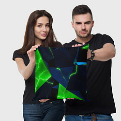Подушка квадратная Neon tile green, цвет: 3D-принт — фото 2