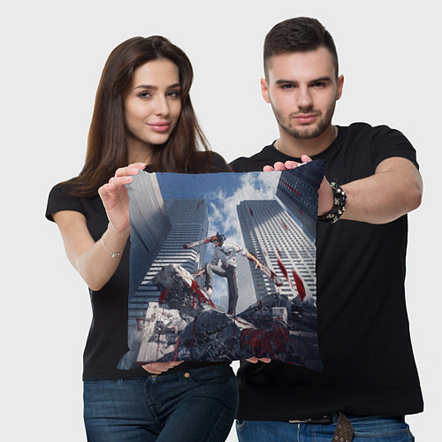 Подушка квадратная Denji in city Chainsaw man / 3D-принт – фото 3