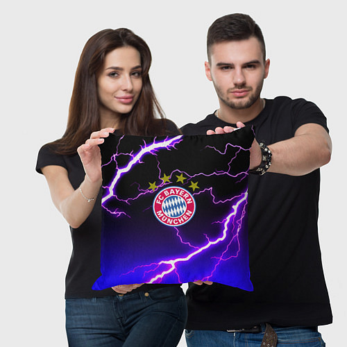 Подушка квадратная Bayern Mnchen молнии шторм / 3D-принт – фото 3