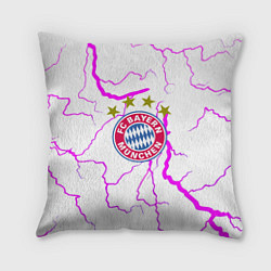 Подушка квадратная Бавария Мюнхен неоновые молнии, цвет: 3D-принт