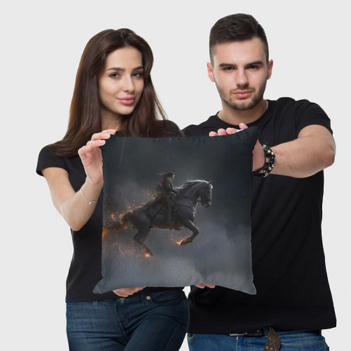 Подушка квадратная Летящая лошадь с искрами / 3D-принт – фото 3