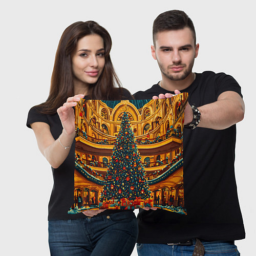 Подушка квадратная Московская новогодняя елка / 3D-принт – фото 3