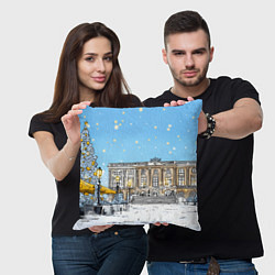 Подушка квадратная Новогодний день в Москве, цвет: 3D-принт — фото 2