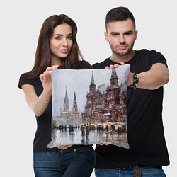 Подушка квадратная Московский новогодний день, цвет: 3D-принт — фото 2